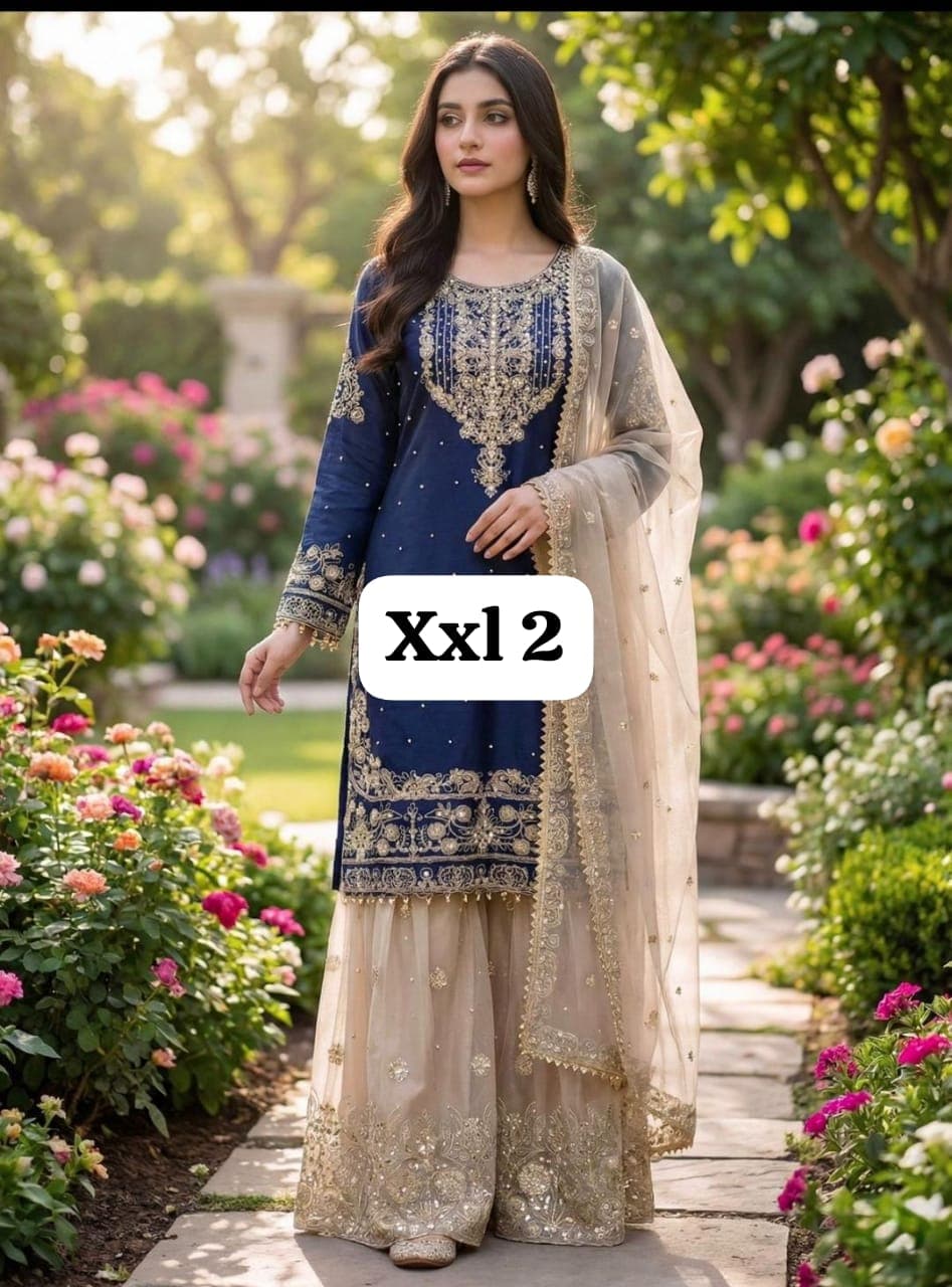 Royal Heritage Embroidered Sharara Suit Collection - Image 4