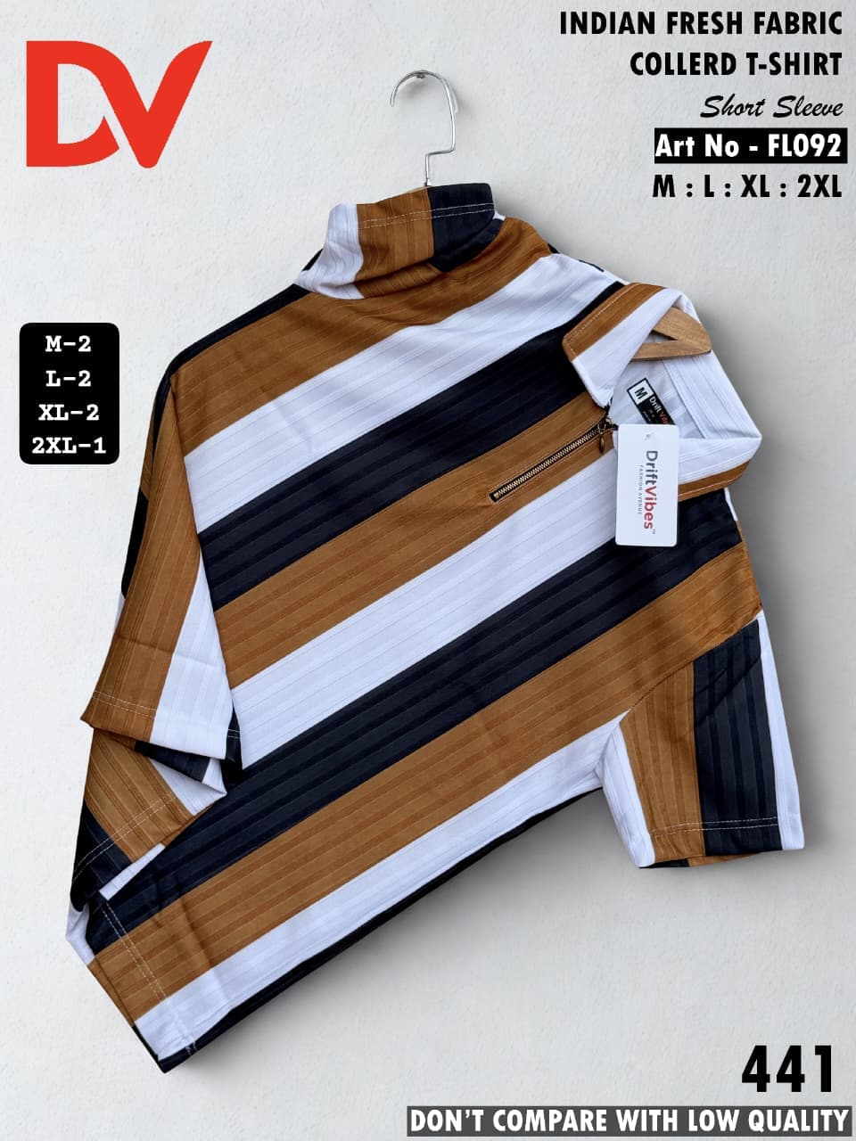 DV Premium Striped Quarter-Zip Collar T-Shirt - Image 4