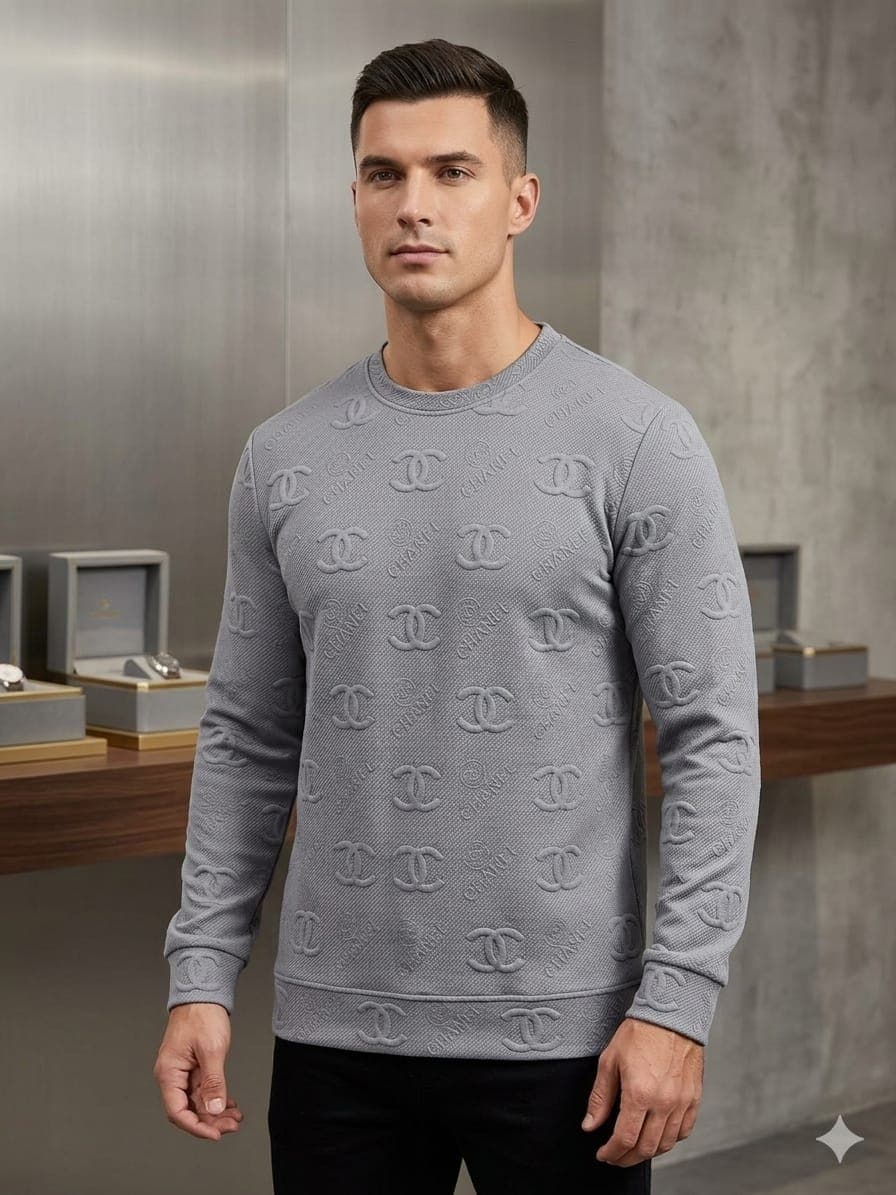 Chanel Inspired Embossed Monogram Crewneck Sweatshirt - Image 4