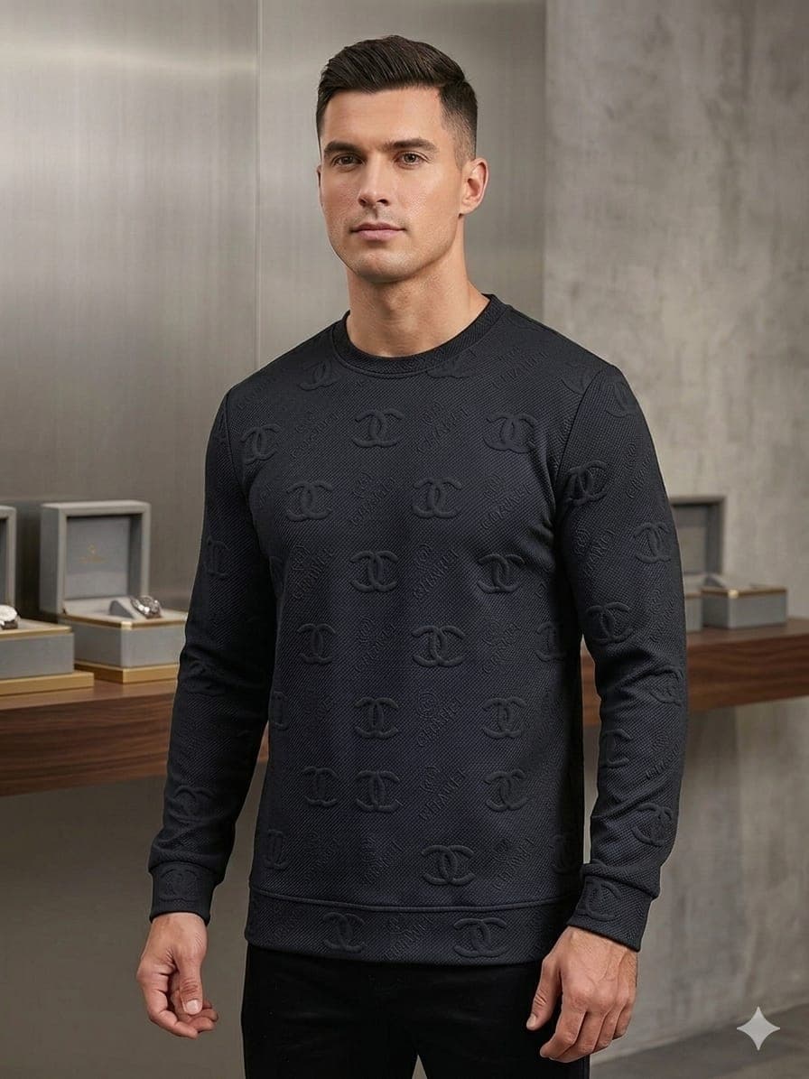 Chanel Inspired Embossed Monogram Crewneck Sweatshirt - Image 3