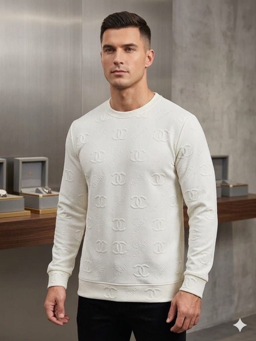 Chanel Inspired Embossed Monogram Crewneck Sweatshirt - Image 2