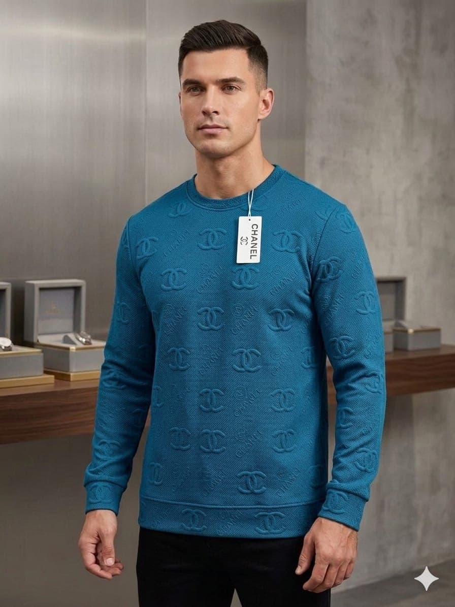 Chanel Inspired Embossed Monogram Crewneck Sweatshirt - Image 1