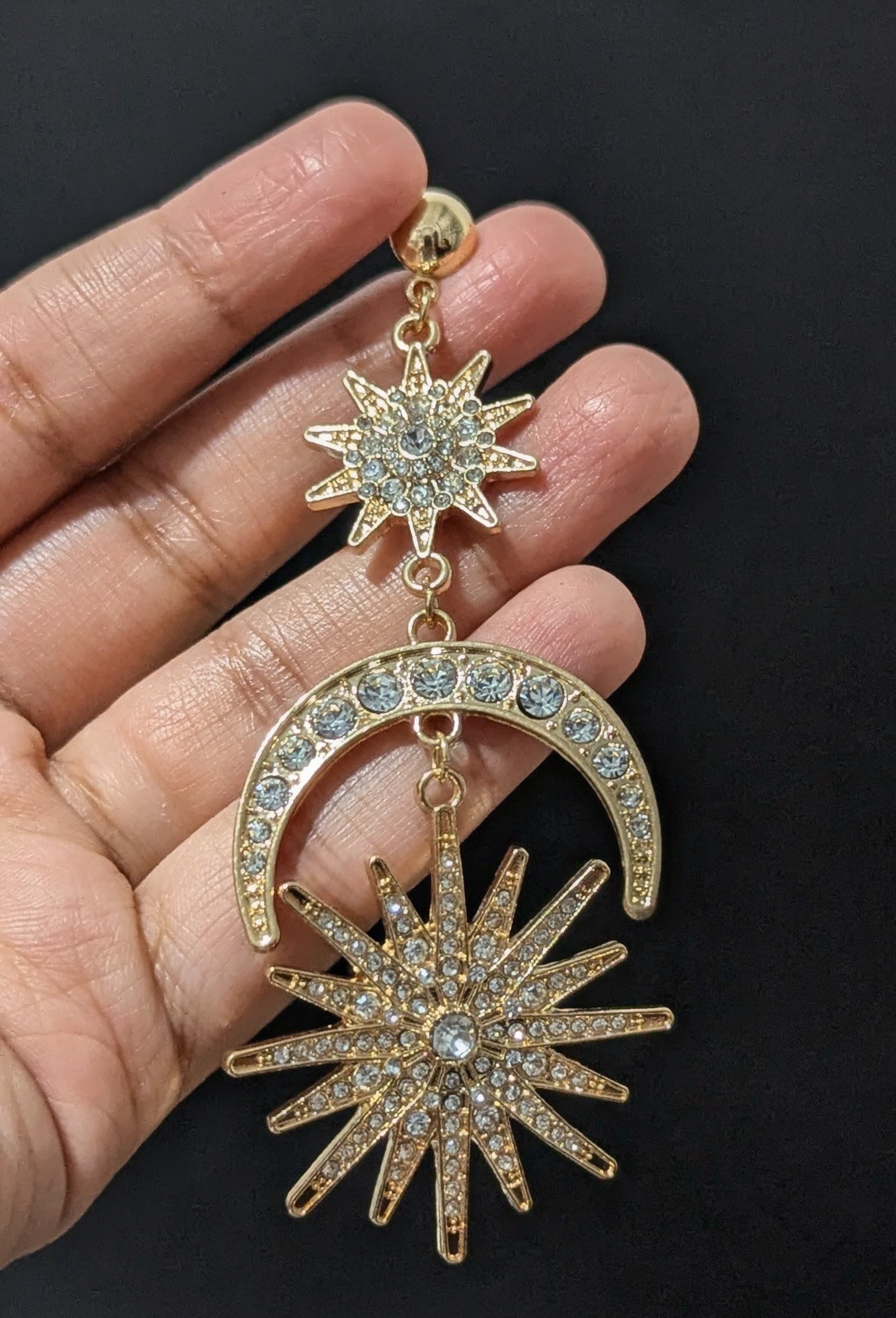 CCL001 - Sun and Moon Drop Earrings - Image 2