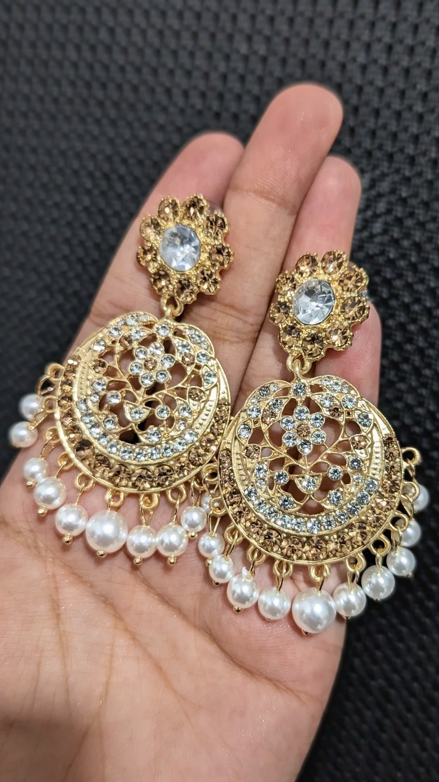 CCL003 – Vintage Crystal & Pearl Tassel Earrings - Image 1