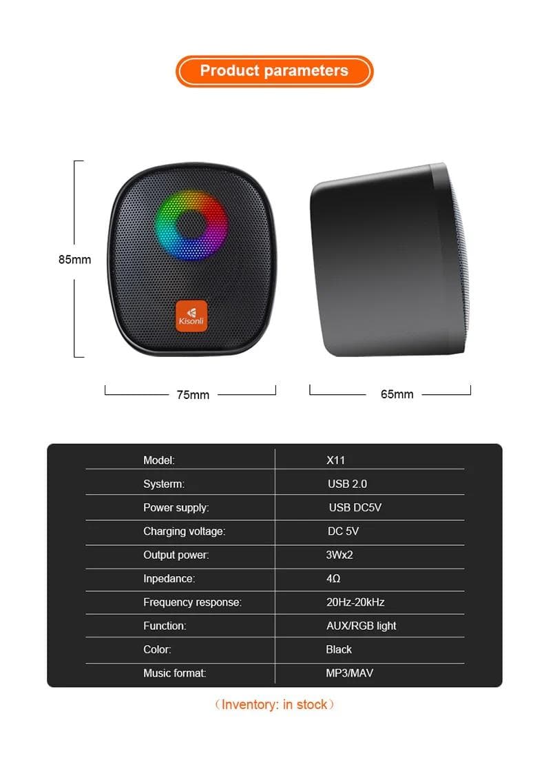 kisonil X11 RGB Gamer pc mini USB speaker - Image 2