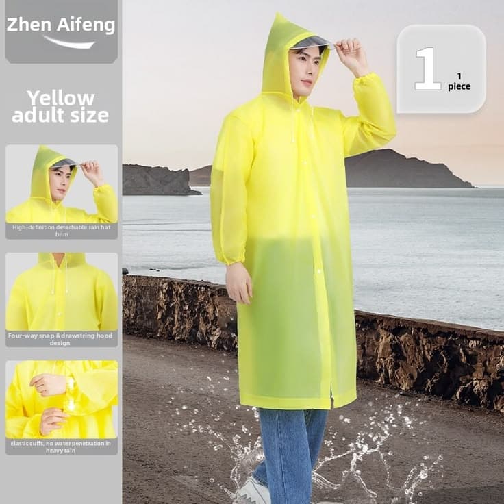 Plain Hooded Raincoat - Image 5