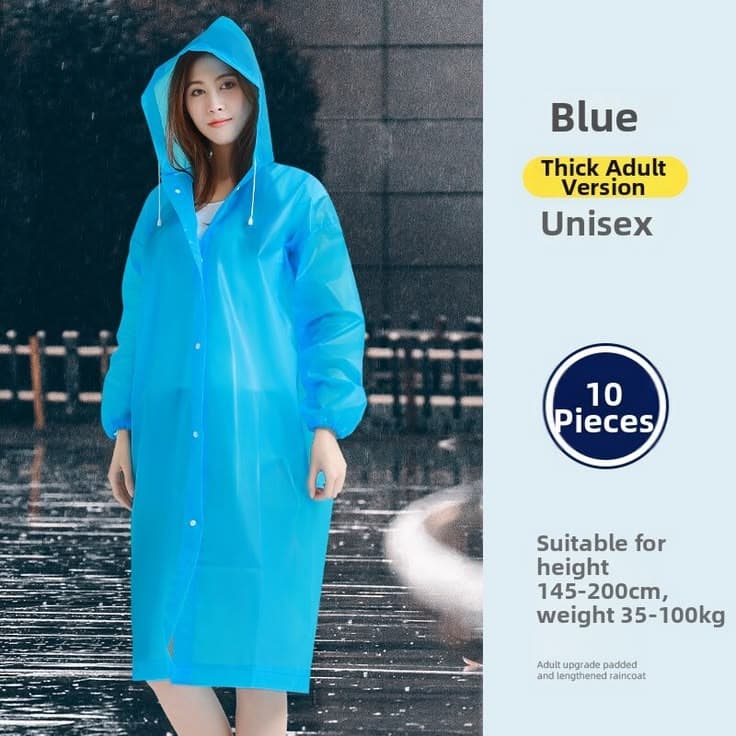 Plain Hooded Raincoat - Image 1