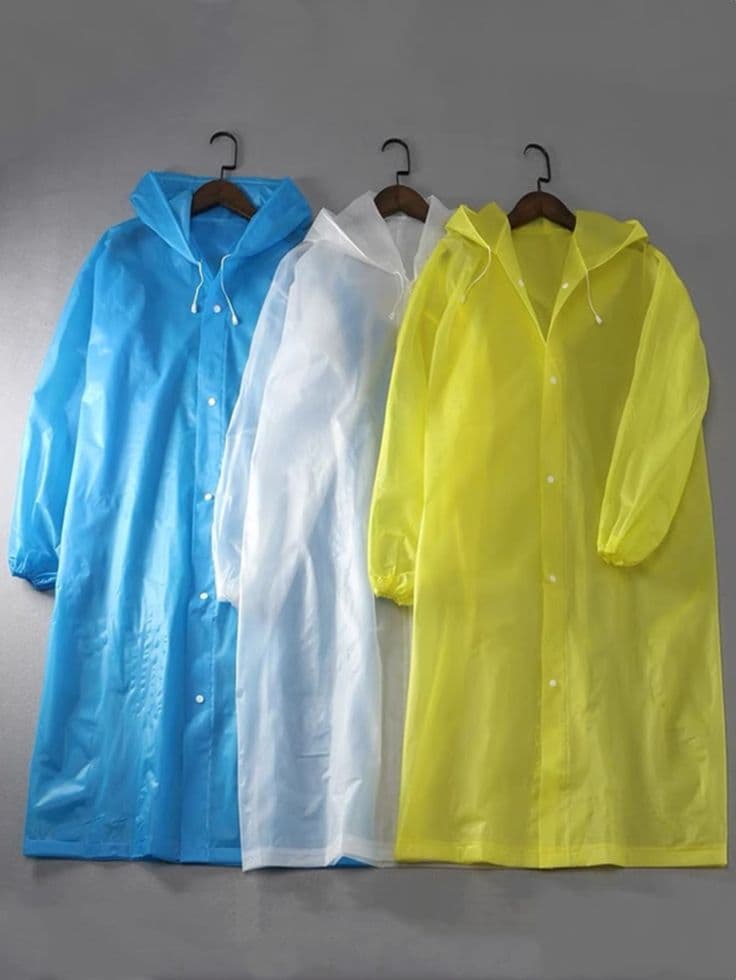 Plain Hooded Raincoat - Image 3