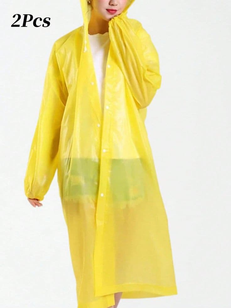 Plain Hooded Raincoat - Image 2