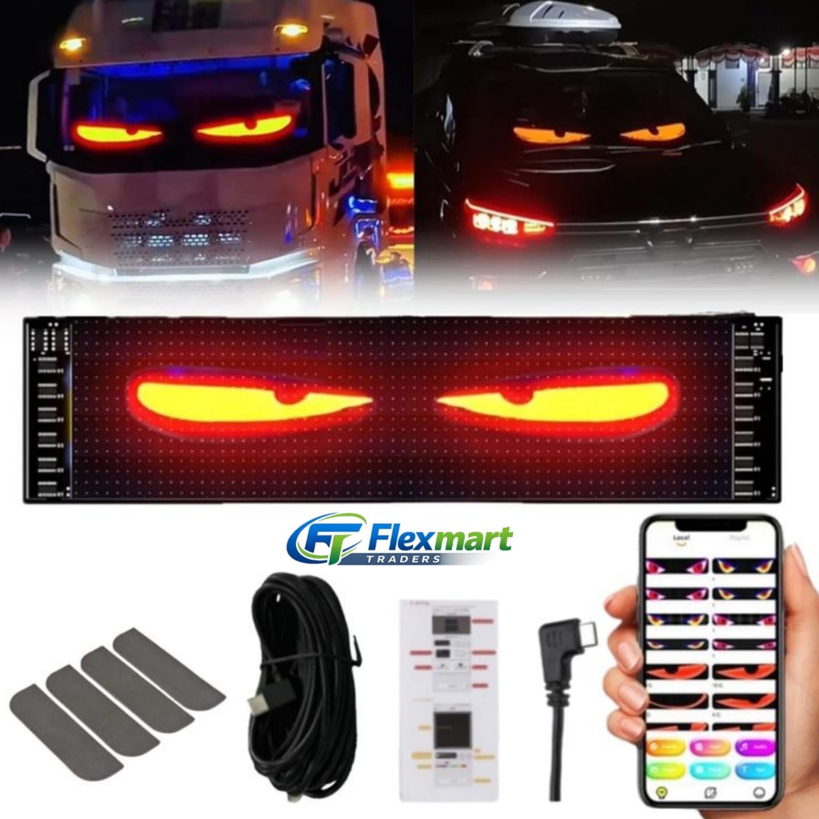 2 Pcs Car Windshield LED Demon Eye Sticker - Image 0