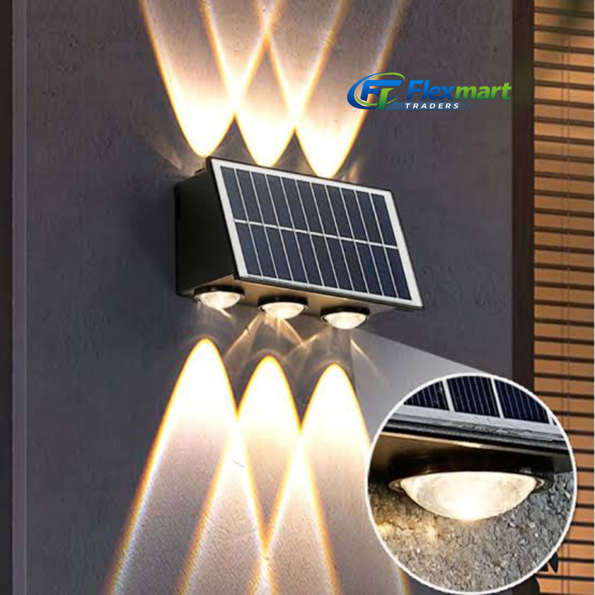 Led 2 Pcs Solar Wall Lamp - Up And Down - Image 1